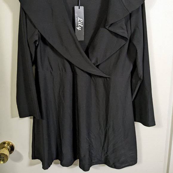 NWT Lily by Firmiana Women's Long Sleeve Black Tunic Top - Picture 6 of 7